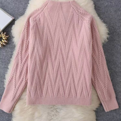 Conjunto punto mujer jersey trenzado y pantalón ancho - Melis