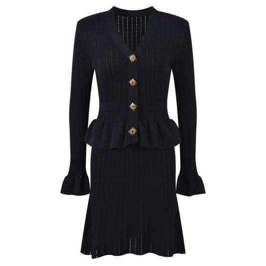 Vestido de punto con botones joya - Mireille