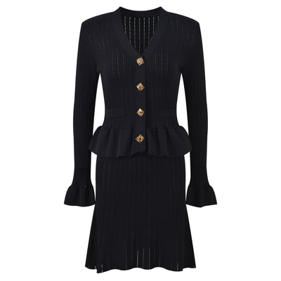 Vestido de punto con botones joya - Mireille