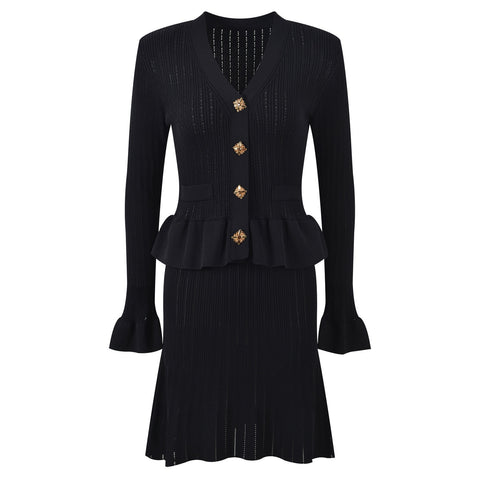 Vestido de punto con botones joya - Mireille