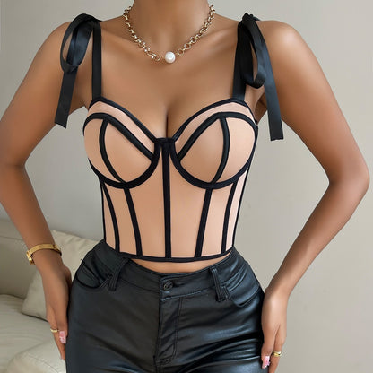 Top corsé mujer sin mangas tul transparente - Mallela