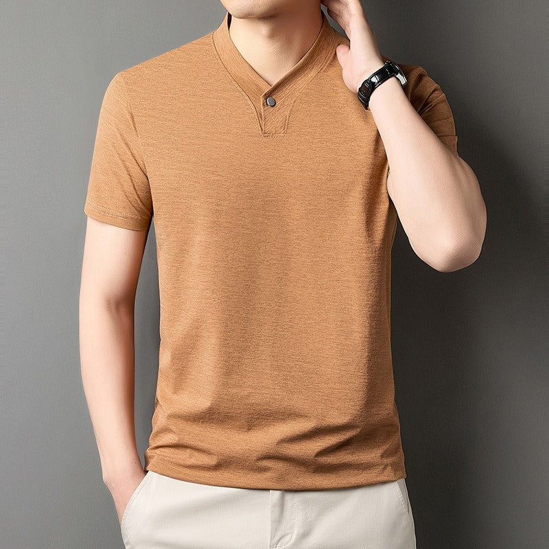Camiseta para hombre de algodón elástico cuello mao - Adrien
