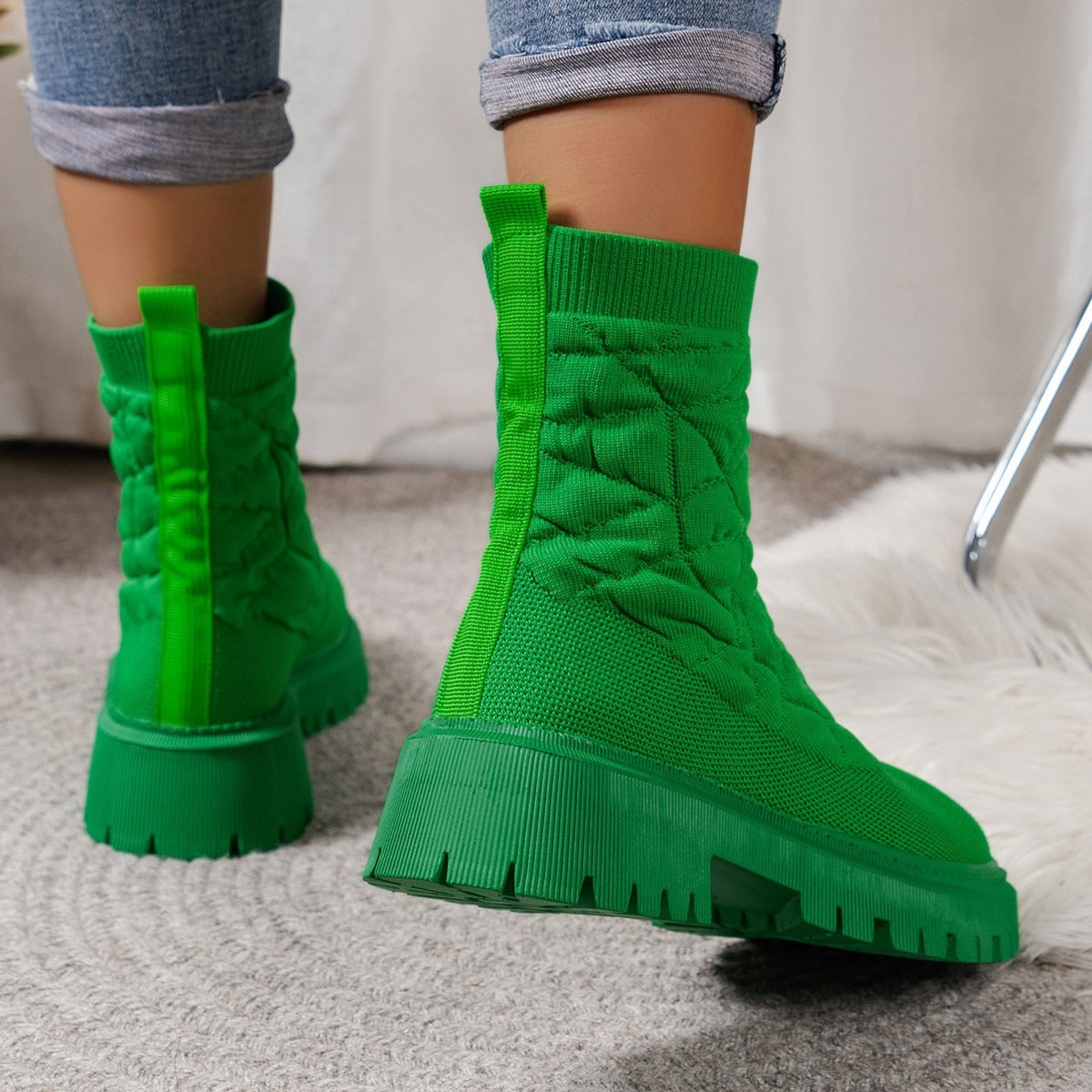 Botas mujer tejido acolchado suela track estilo urbano - Kaela