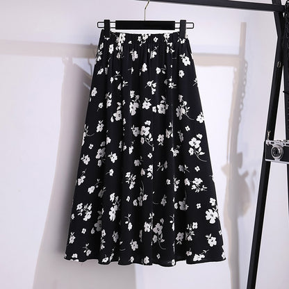 Falda midi para mujer de gasa estampado floral corte fluido - Renata
