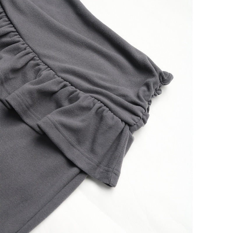 Pantalón para mujer de algodón con volantes estilo acampanado - Solène