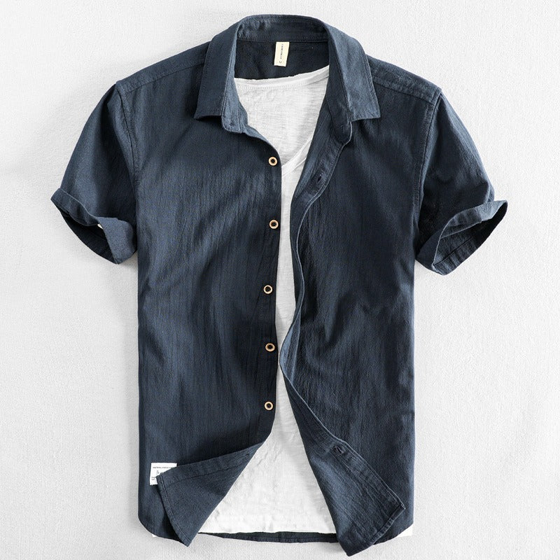 Camisa casual para hombre de lino estilo relajado de manga corta - Roberto