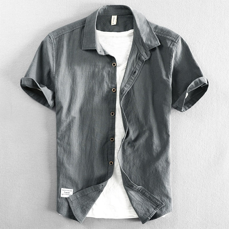 Camisa casual para hombre de lino estilo relajado de manga corta - Roberto