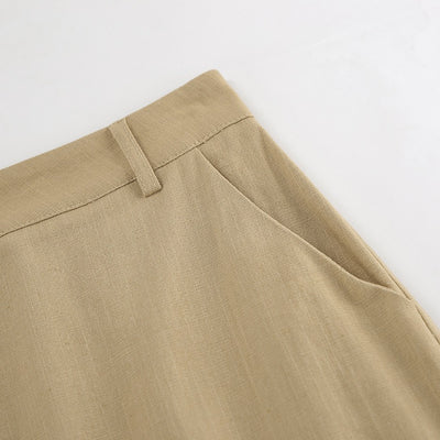 Falda larga para mujer tiro alto abertura frontal estilo recto - Julieta