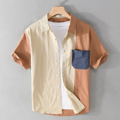 Camisa manga corta para hombre contraste patchwork - Elian