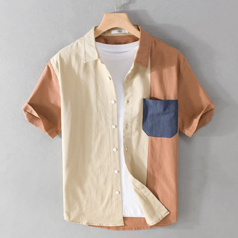 Camisa manga corta para hombre contraste patchwork - Elian