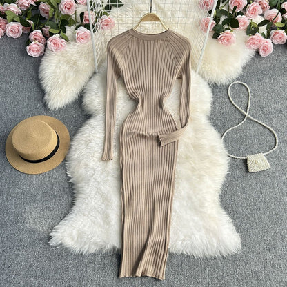 Vestido ajustado punto manga larga - Elina
