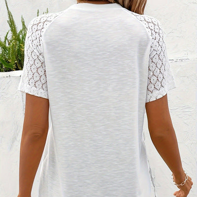 Blusa para mujer de encaje calado y botones decorativos estilo casual - Daniela