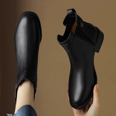 Botines mujer cuero plano elásticos estilo chelsea - Keira