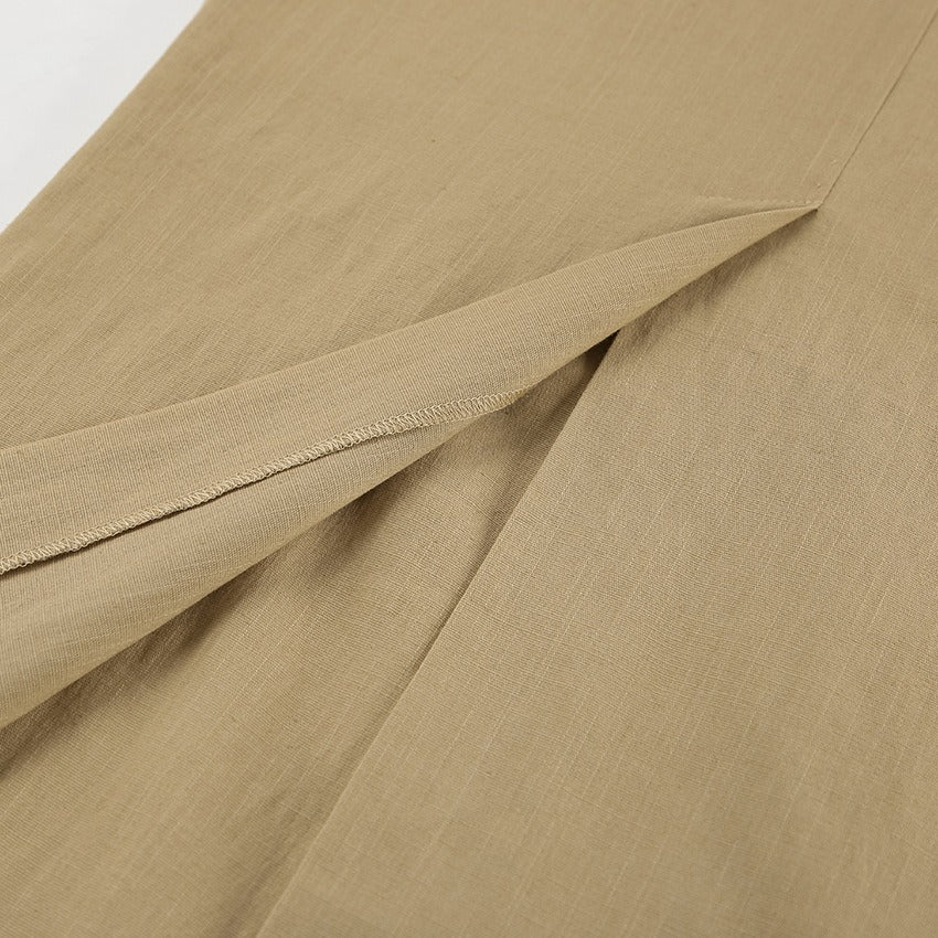 Falda larga para mujer tiro alto abertura frontal estilo recto - Julieta