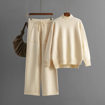 Conjunto mujer punto suave cuello alto estilo minimalista - Amélie