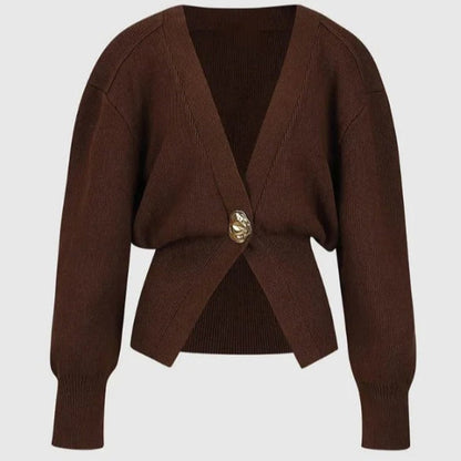 Cárdigan mujer punto grueso cruzado botón decorativo estilo chic - Romane