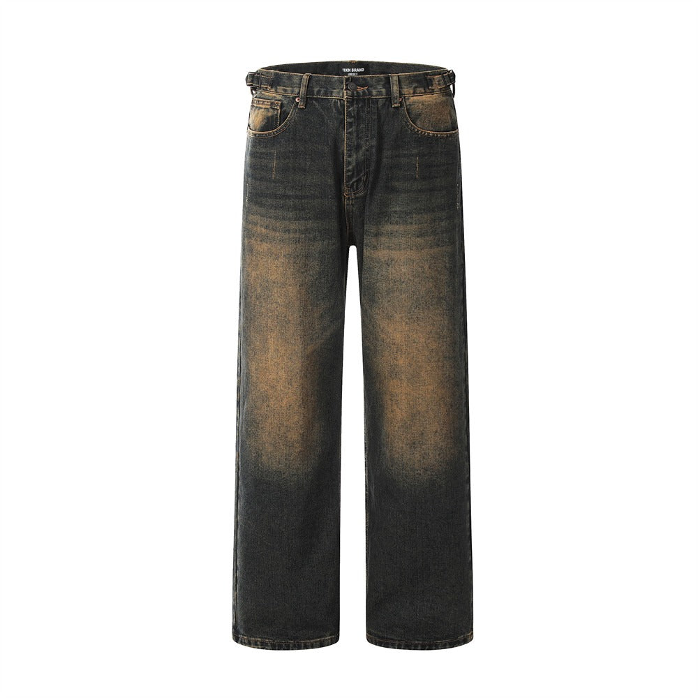 Jeans para hombre denim lavado efecto desgastado con corte recto - Lennart