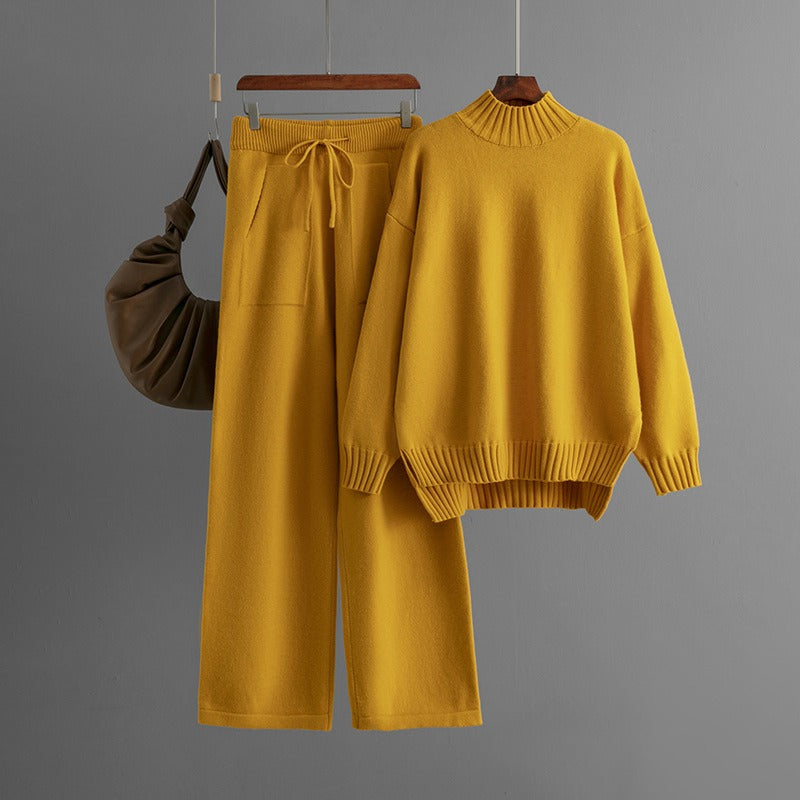 Conjunto mujer punto suave cuello alto estilo minimalista - Amélie