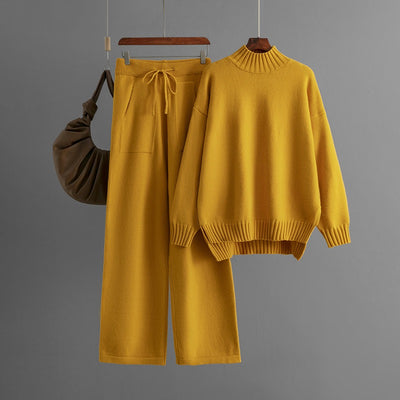 Conjunto mujer punto suave cuello alto estilo minimalista - Amélie