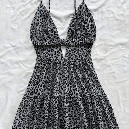Vestido  corto mujer tirantes estilo animal print plisado - Enara