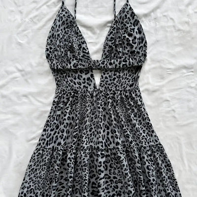 Vestido  corto mujer tirantes estilo animal print plisado - Enara