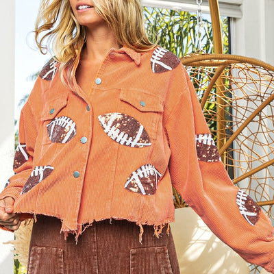 Chaqueta mujer pana bordado lentejuelas estilo urbano - Brielle