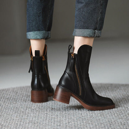 Botines mujer plataforma alta cremallera lateral estilo moderno - Grega