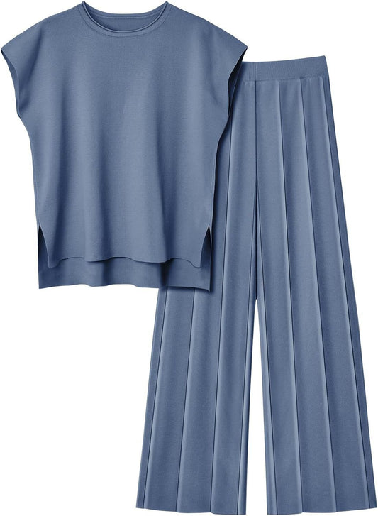 Conjunto fluido de top sin mangas y pantalón plisado - Oriane