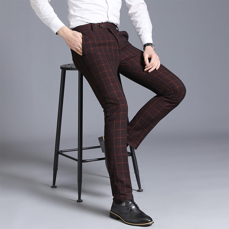 Pantalones hombre slim fit a cuadros formales - Léon