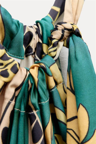 Jena - Vestido midi de seda estampada con cuello halter