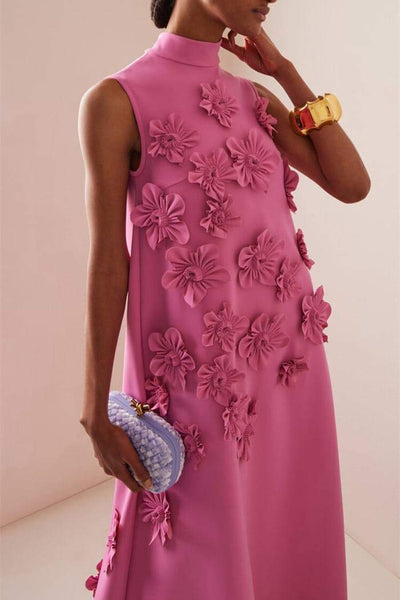 Lena - Vestido largo rosa con flores