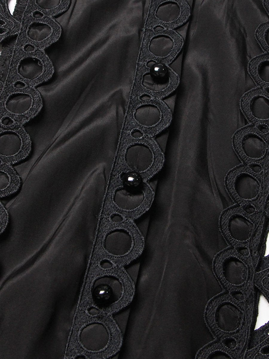 Eschten - Maxivestido sólido sin mangas y con corte hueco