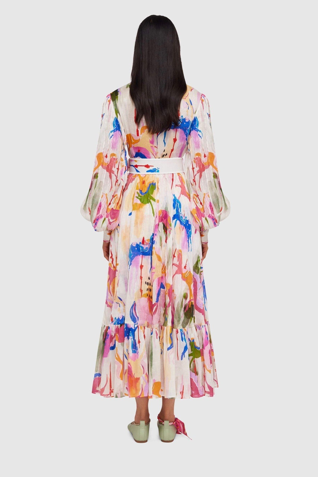 Romy - Vestido largo estampado con cinturón