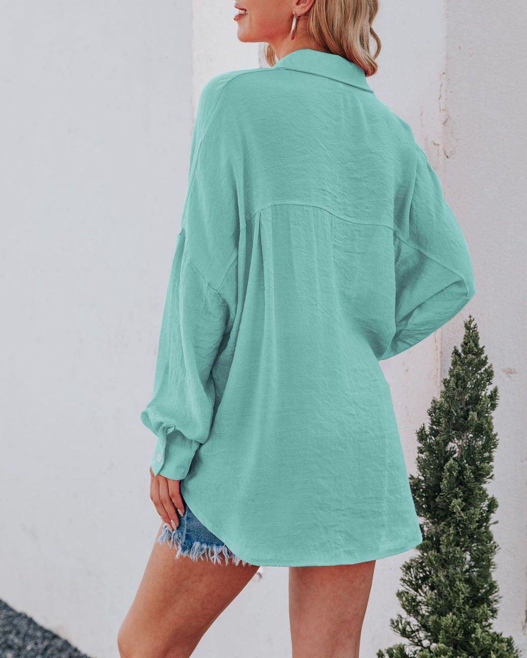 Marina Blusa Veraniega de Color Sólido