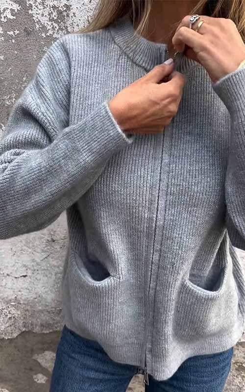 Marcia - Cálido cárdigan con cremallera: comodidad y estilo a la vez