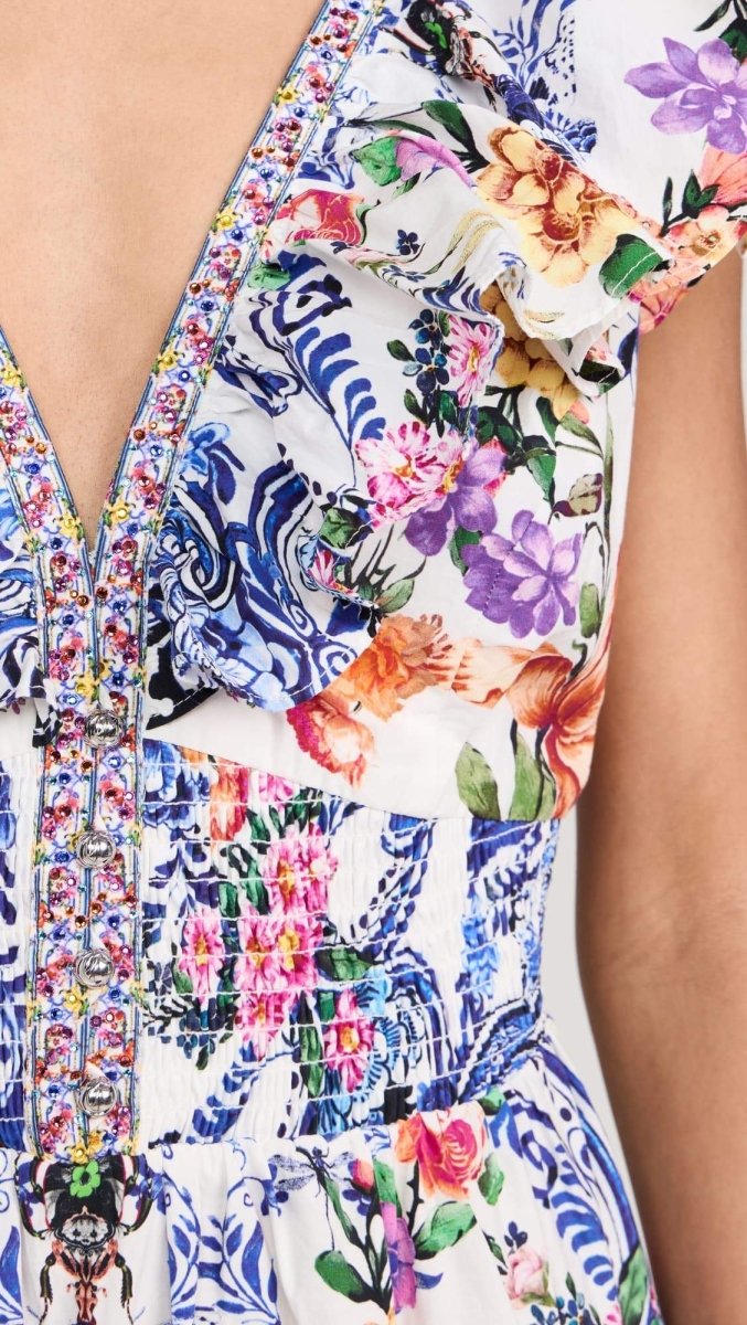 June - Vestido Maxi Estampado Floral con Volantes