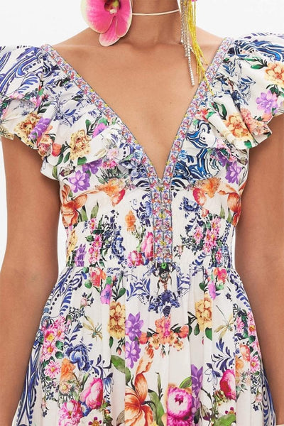 June - Vestido Maxi Estampado Floral con Volantes