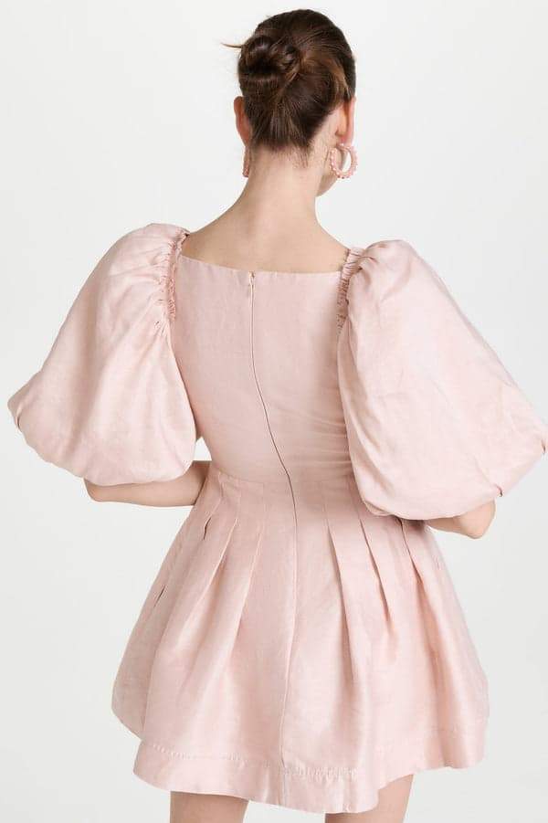 Lydia - Vestido Mini con Nudo y Mangas Abullonadas