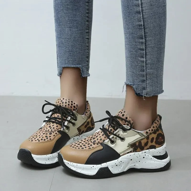 Alondra - Zapatillas deportivas con estampado de leopardo para mujer