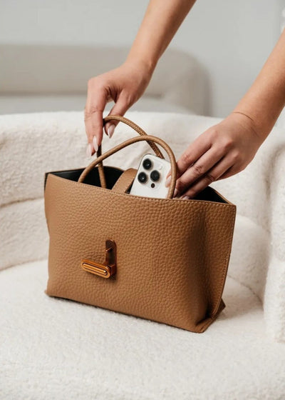 Bolso mujer tipo tote cuero sintético texturizado diseño elegante - Noiré