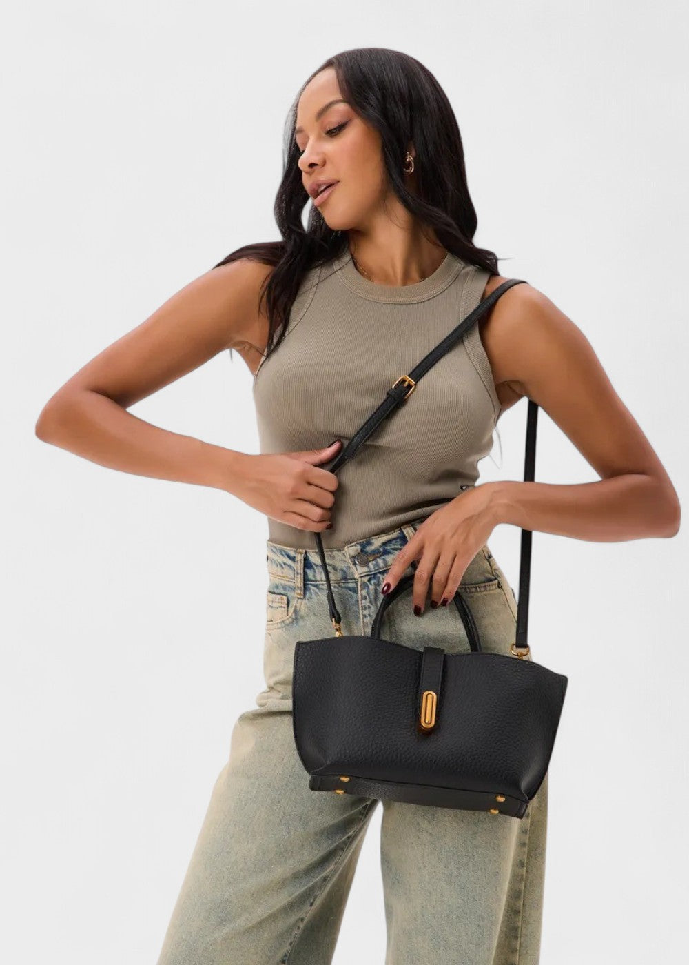 Bolso mujer tipo tote cuero sintético texturizado diseño elegante - Noiré
