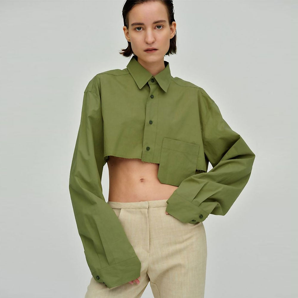 Scarlett - Camisa verde oversize con botones