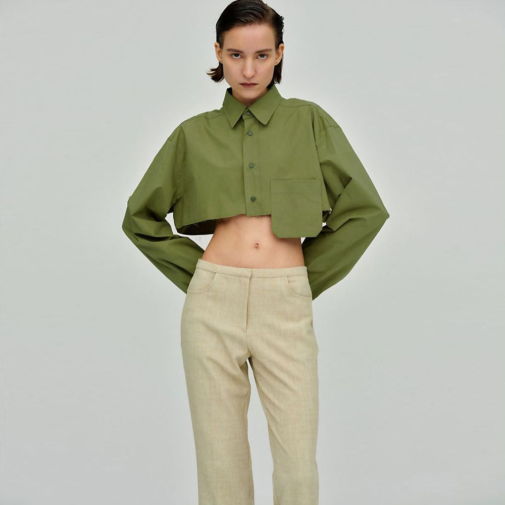 Scarlett - Camisa verde oversize con botones