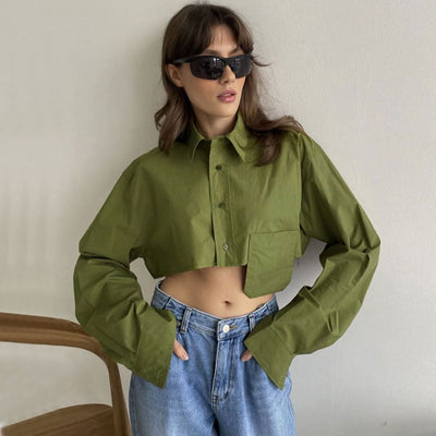 Scarlett - Camisa verde oversize con botones