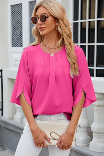 Blusa Clara mujer - pliegues y mangas florales
