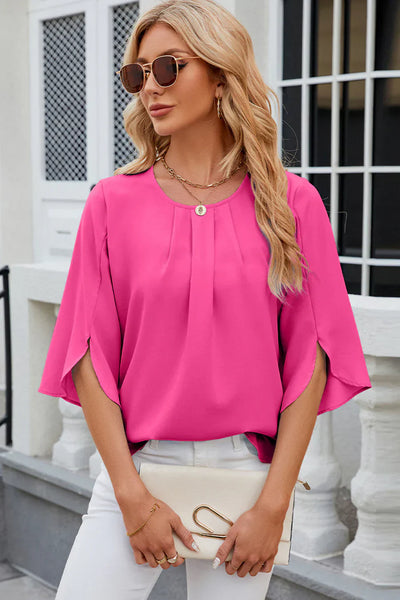 Blusa Clara mujer - pliegues y mangas florales
