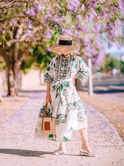 Helen - Vestido midi estampado Elegancia otoñal