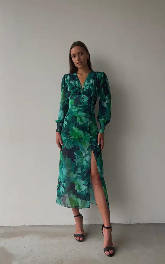 Samara - Vestido midi verde esmeralda