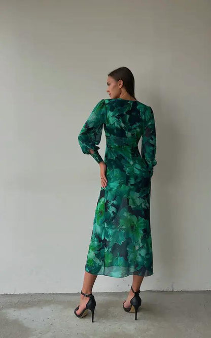 Samara - Vestido midi verde esmeralda