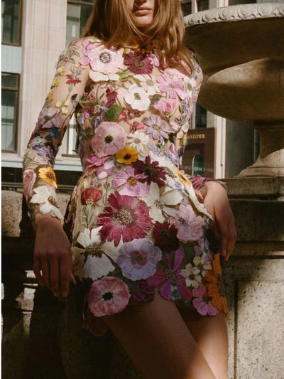 Florina - Vestido de moda floral tridimensional